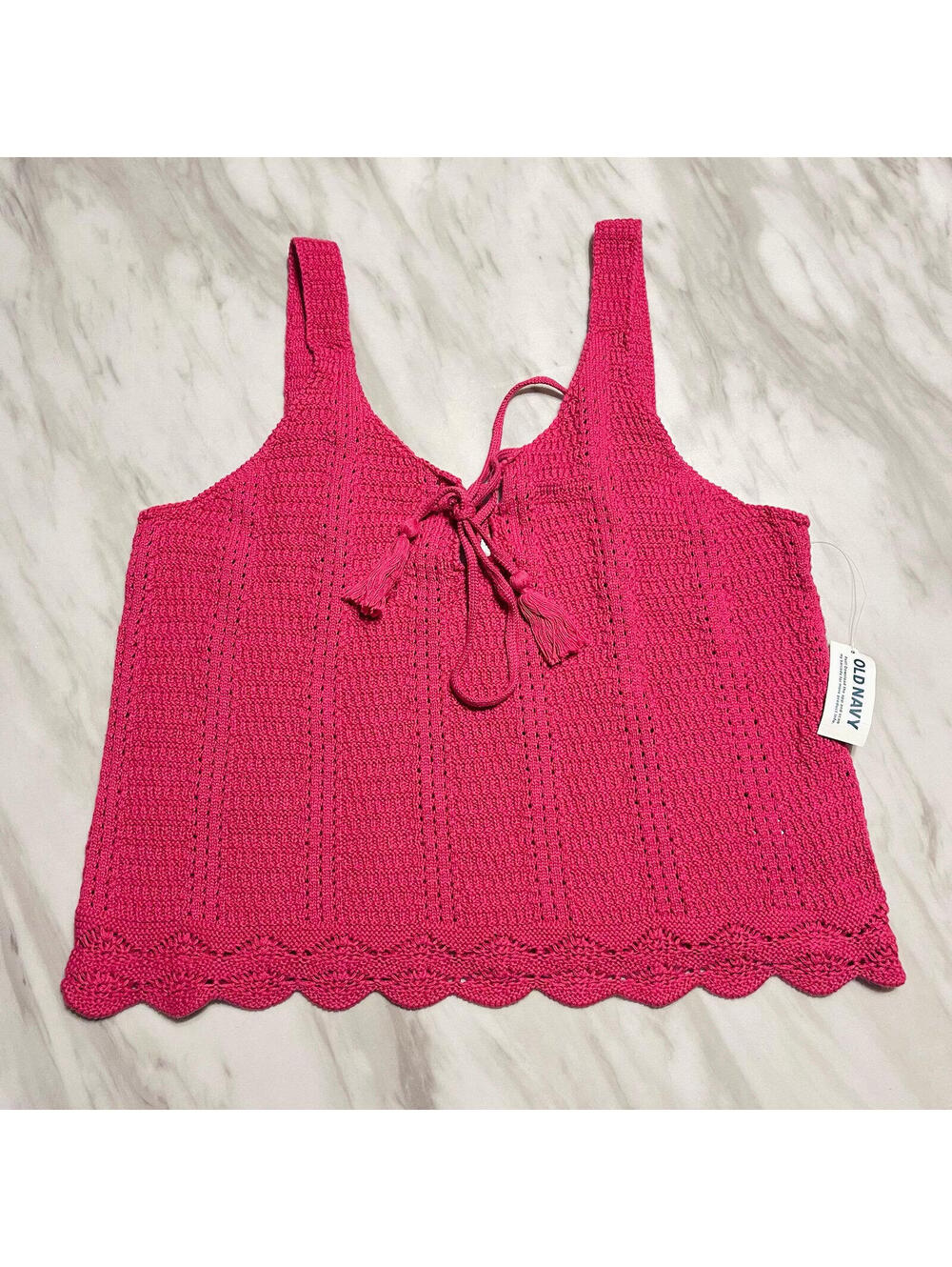Old Navy Crocheted Women's Size Medium Pink Cropped Tank Top